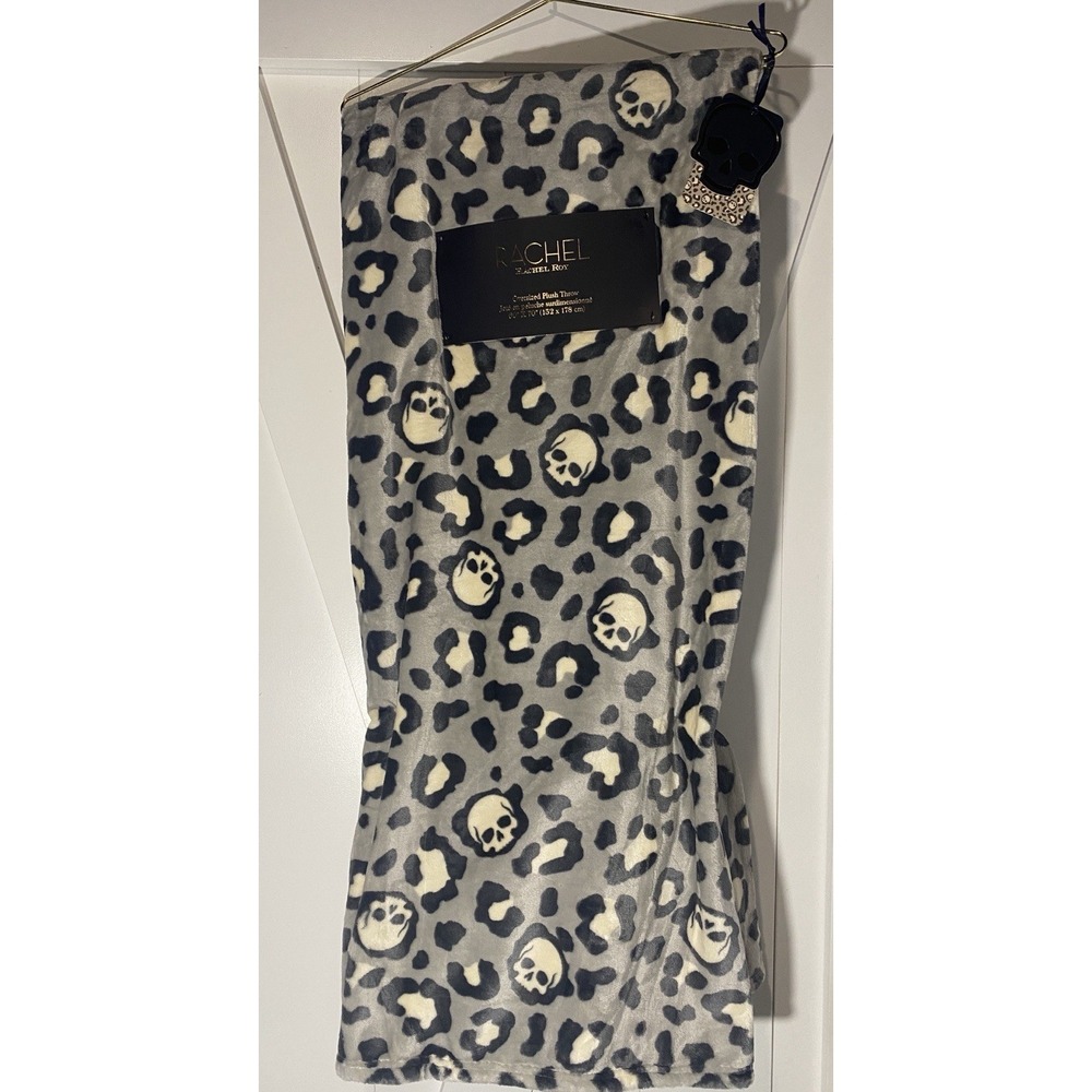Leopard Print Oversized Plush Throw Blanket 60x70 NWT⁠ Halloween Skull Fast Ship